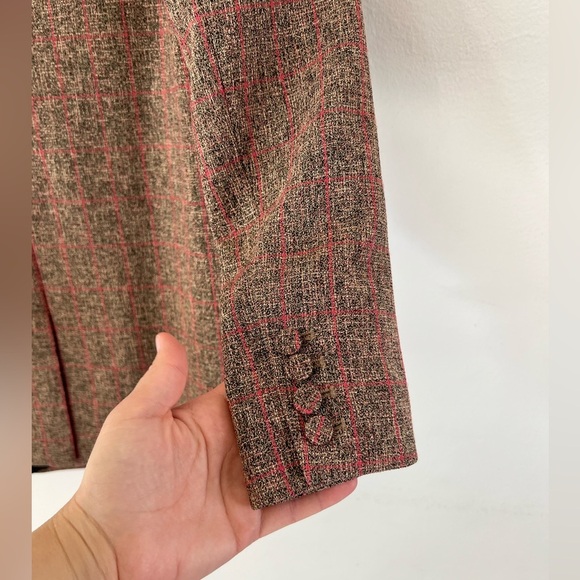 Gestuz Ditte Blazer Brown & Pink Plaid Double Breasted Oversized Blazer Size 34 - Picture 9 of 13